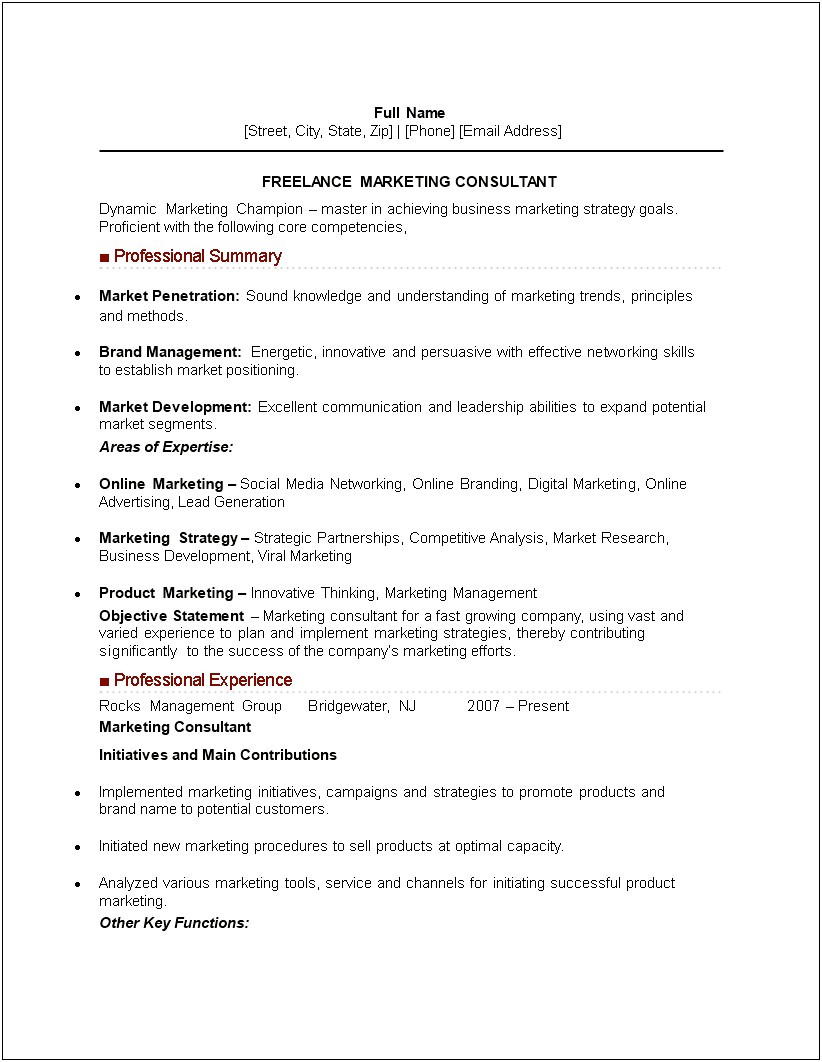 Professional Summary For Business And Marketing Resume