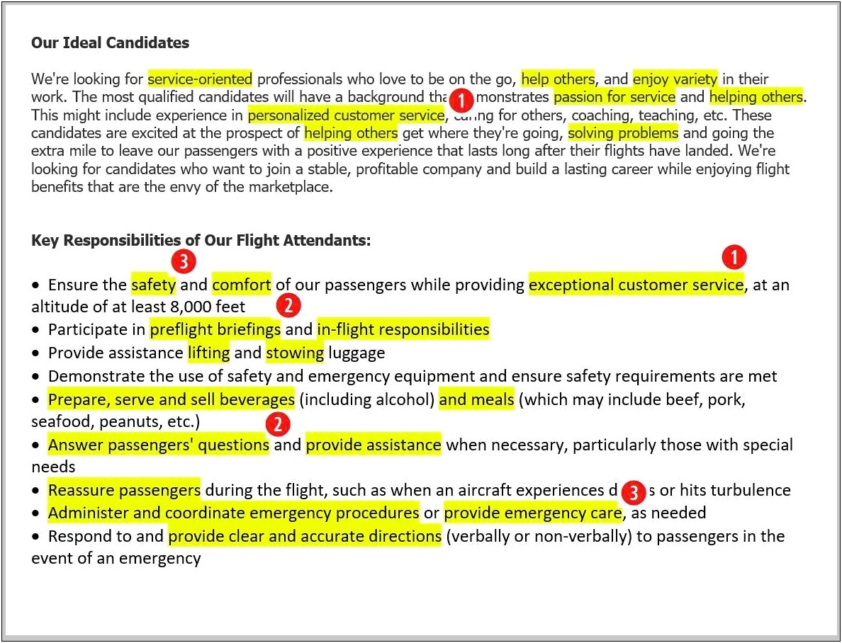 Professional Summary For Flight Attendant Resume