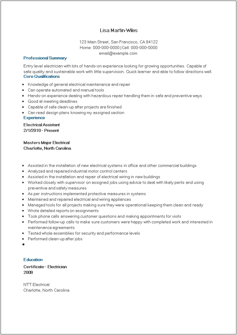Professional Summary For Resume Examples Entry Level