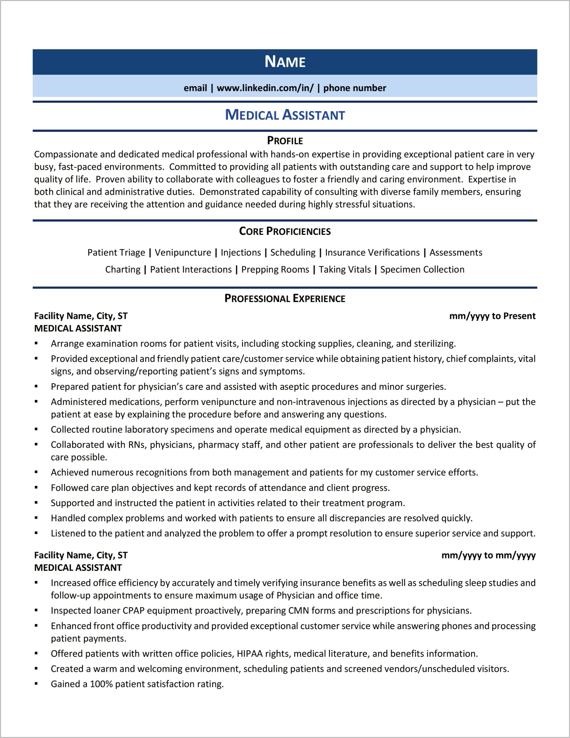Professional Summary On Resume For Medical Assistant