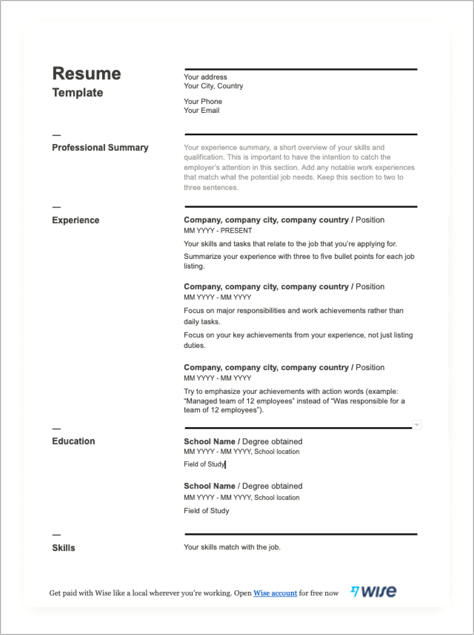 Professional Summary On Resume For Student