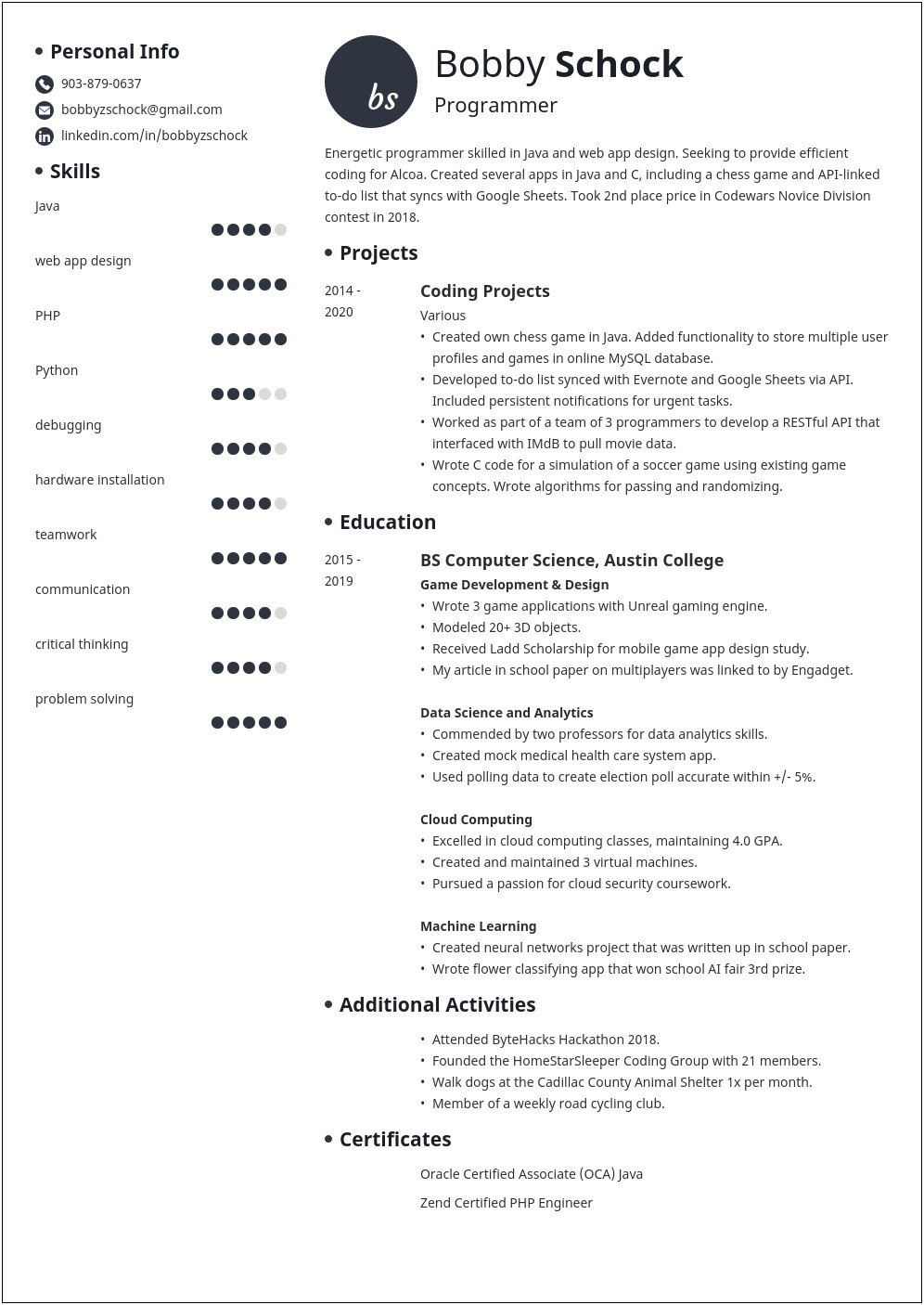 Profile Summary For Non Experienced Resume Sample