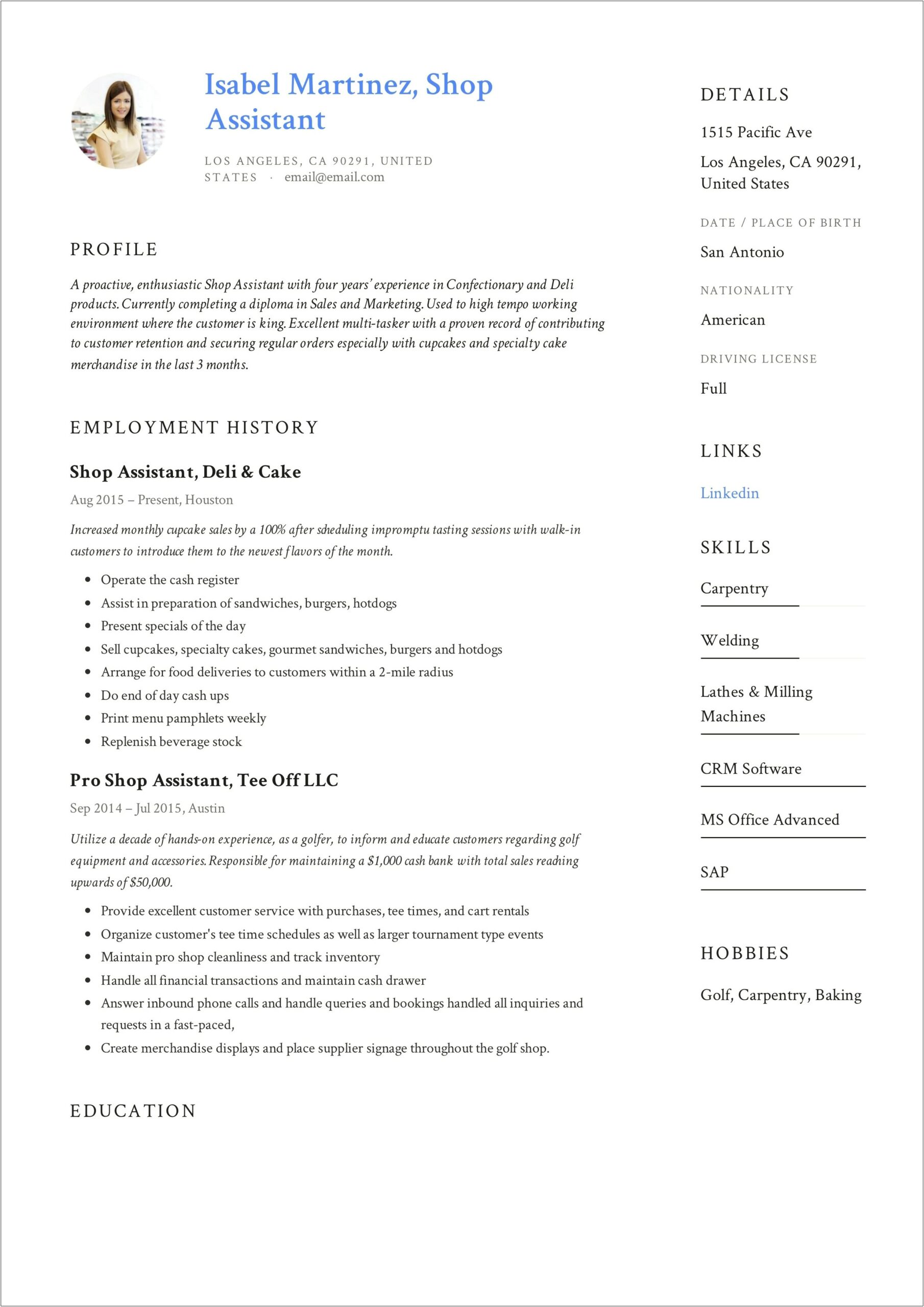 Profile Summary For Resume For Convenience Store Clerk