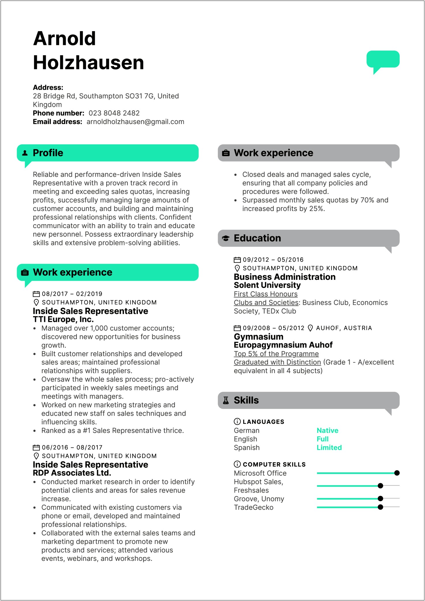 Profile Summary Sample For Sales Resume