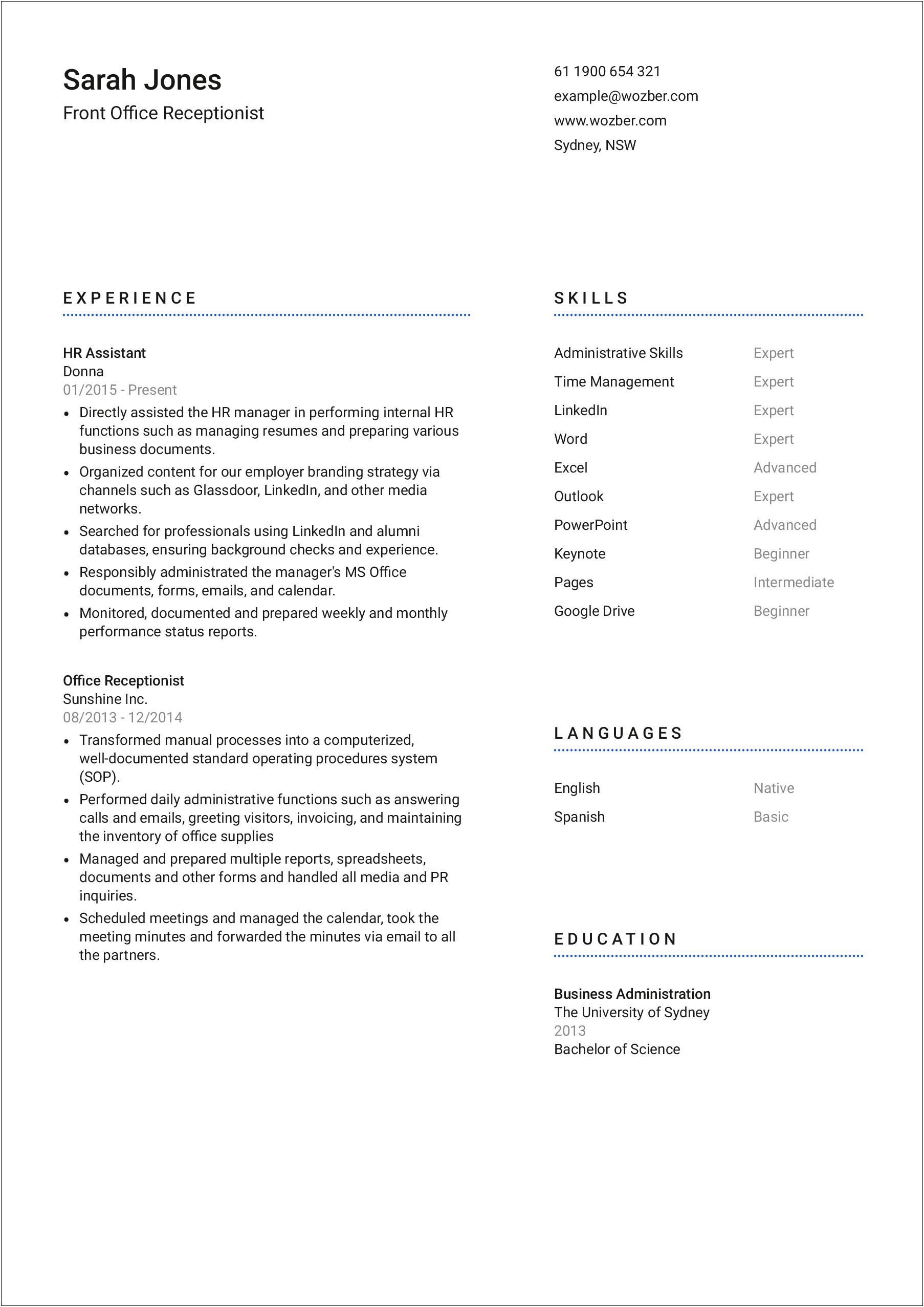 Project Assistant Job Description For Resume