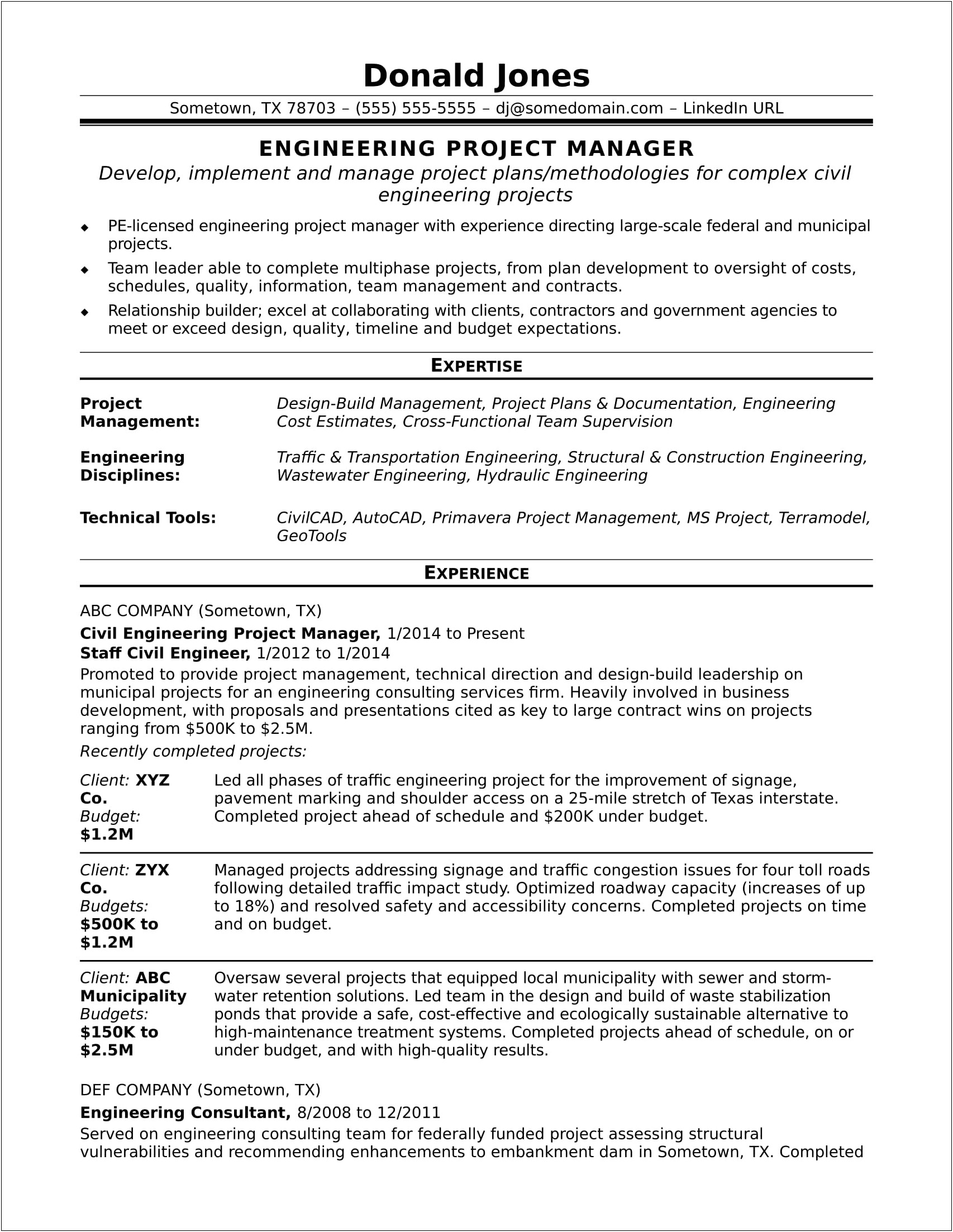 Project Coordinator To Project Manager Resume
