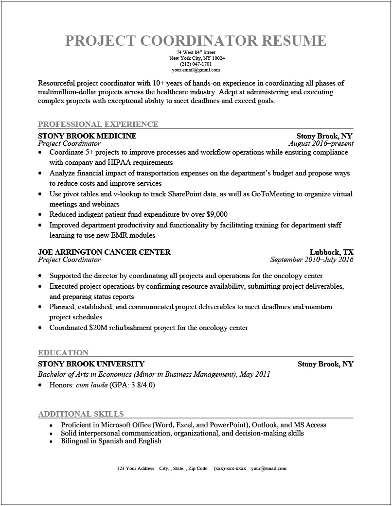 Project Manager Buzz Words For Resume