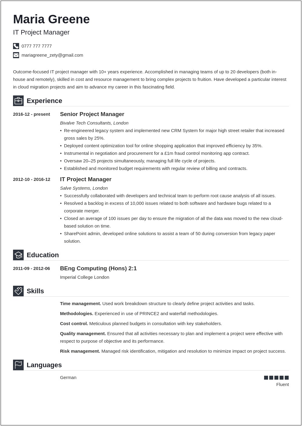 Project Manager Resume Examples Job Hero