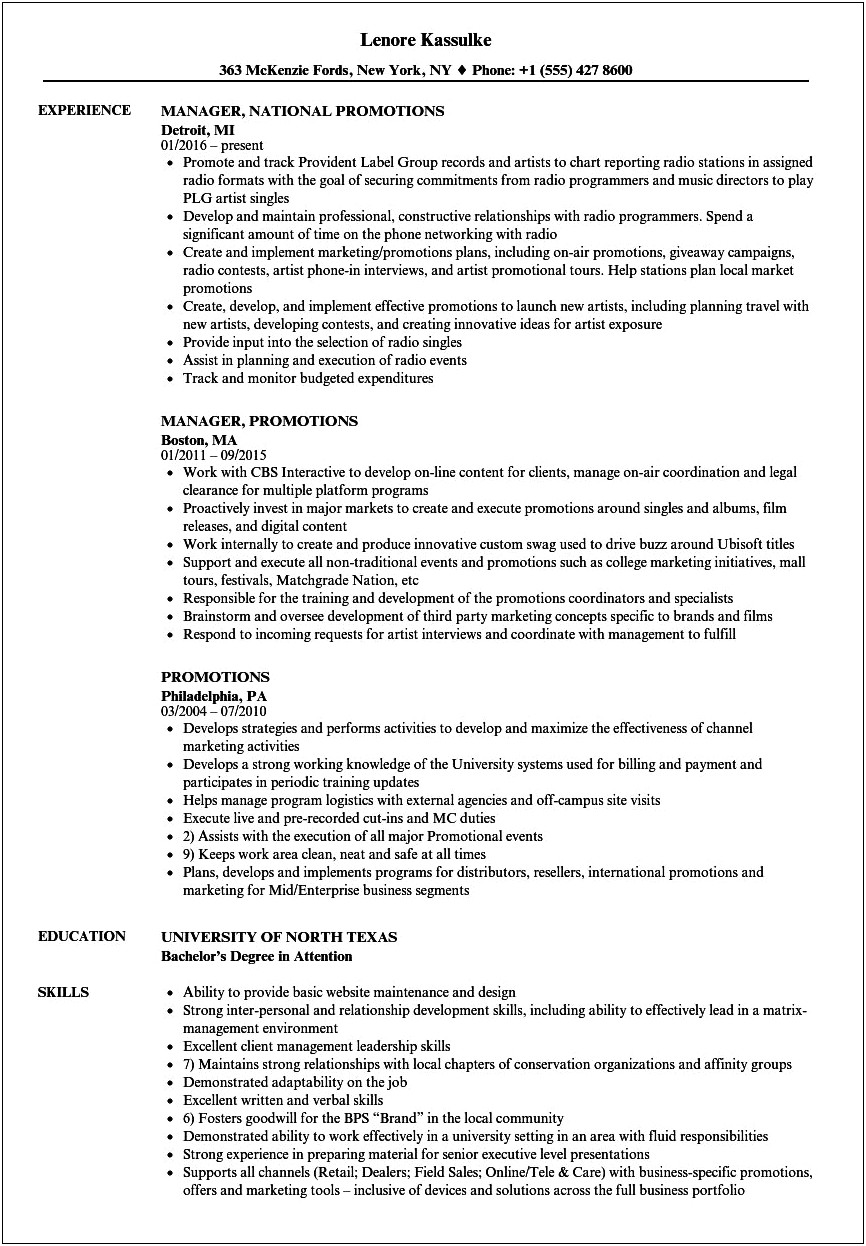Promotions At A Job On Resume