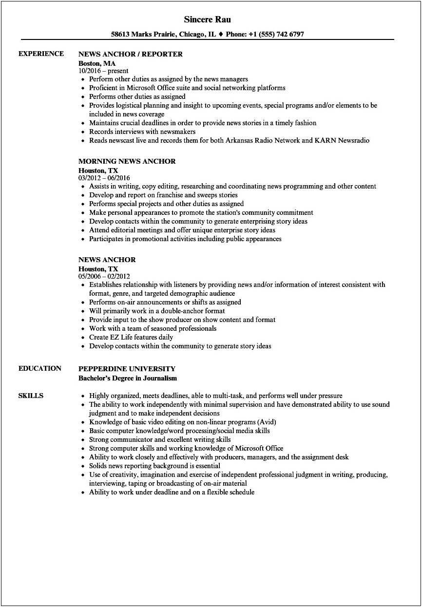 Public Safety Breaking News Reporter Resume Examples