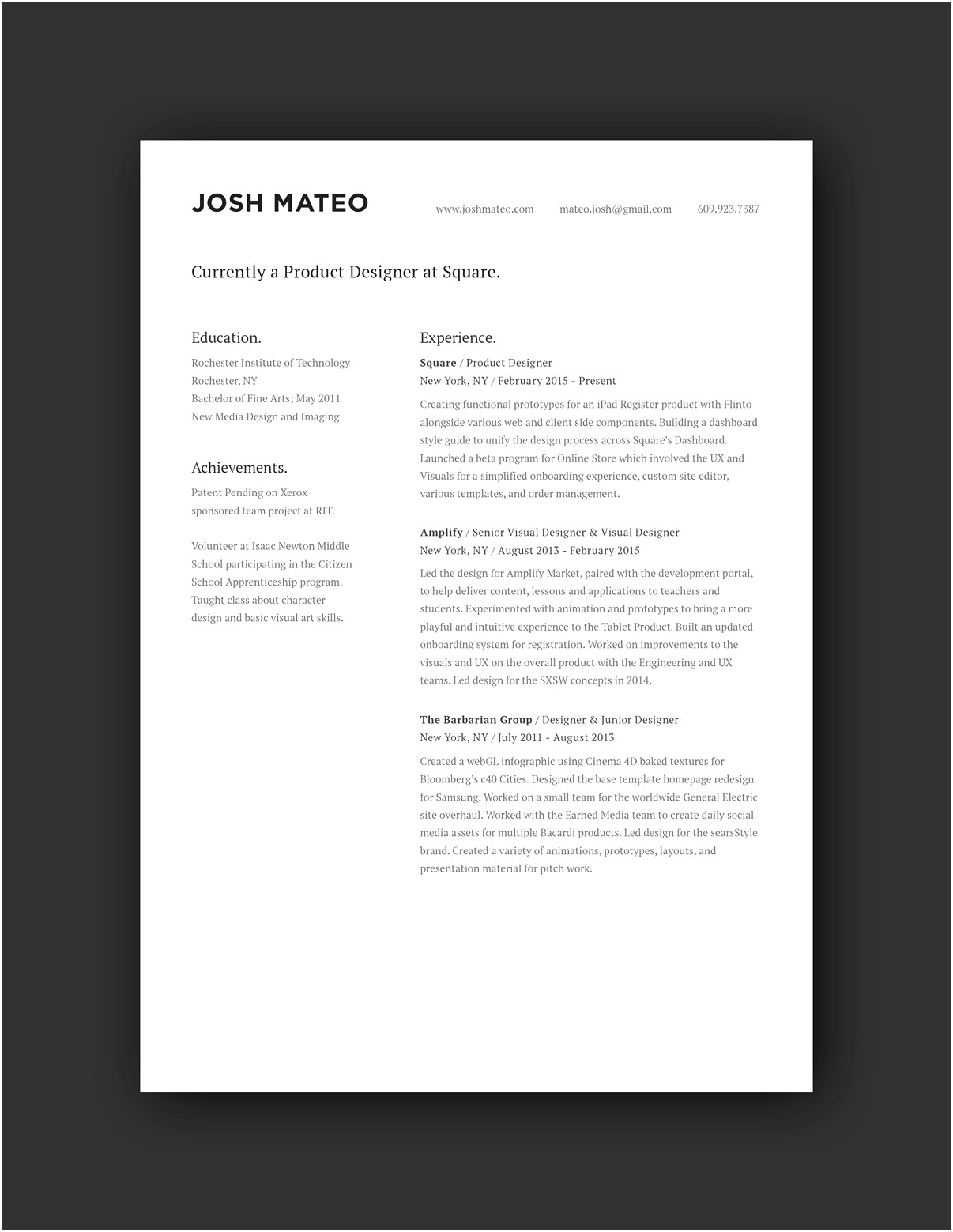 Putting Personal Design Projects On Resume