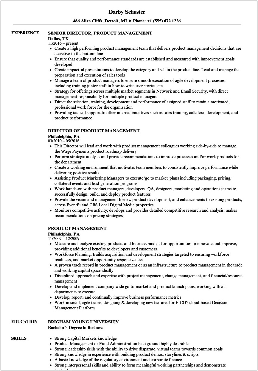 Putting Side Projects Productd Manager Resume