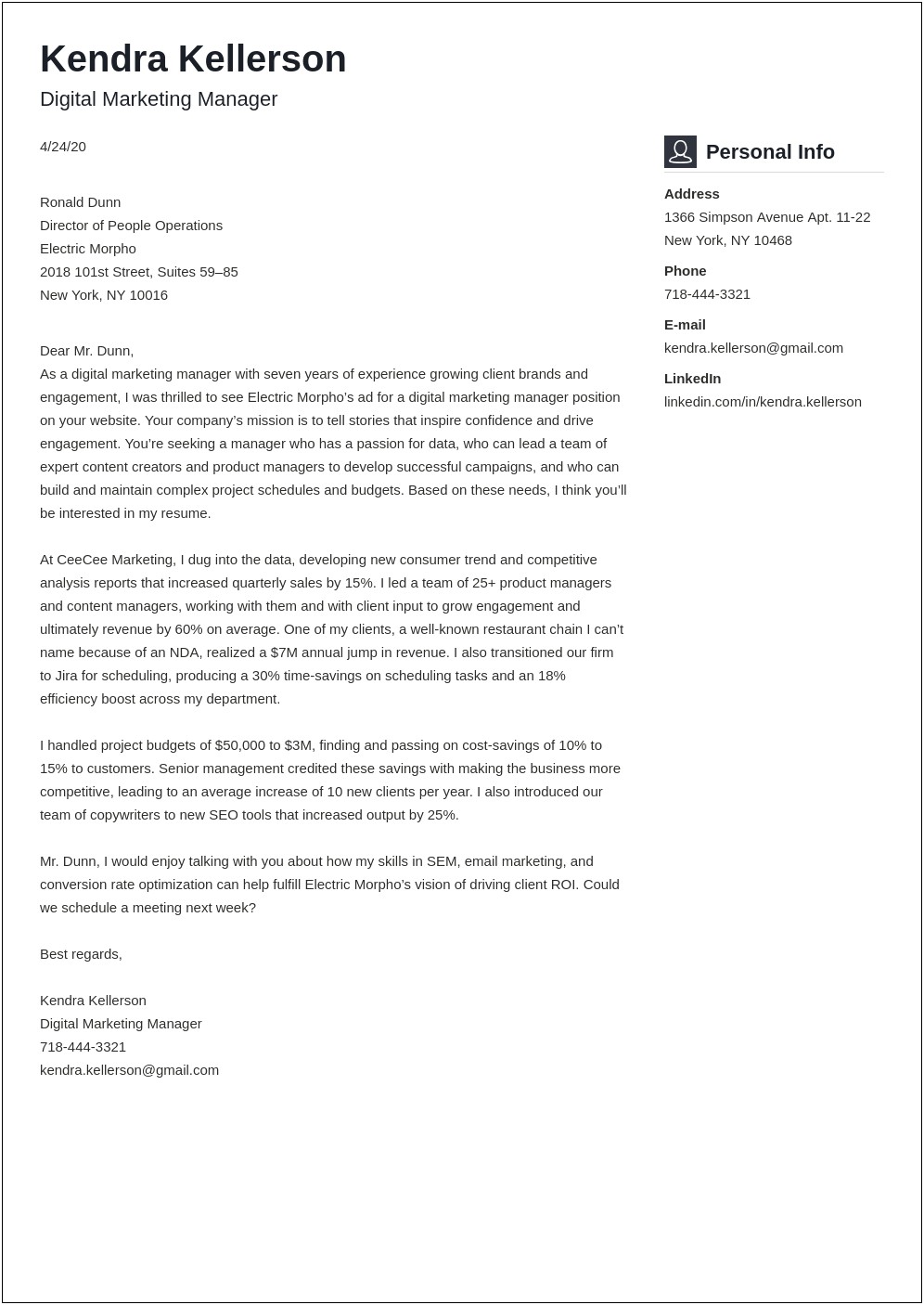 Pwc Including Cover Letter With Resume