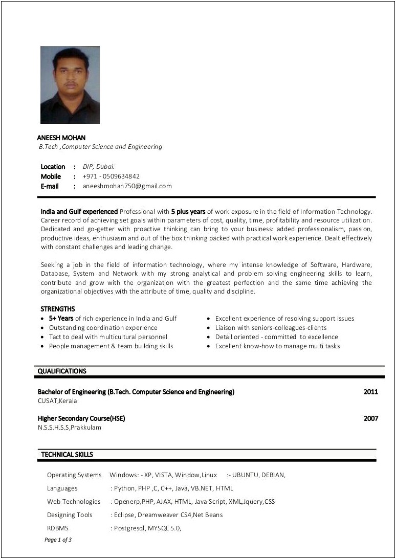 Python Developer Resume For 1 Year Experience