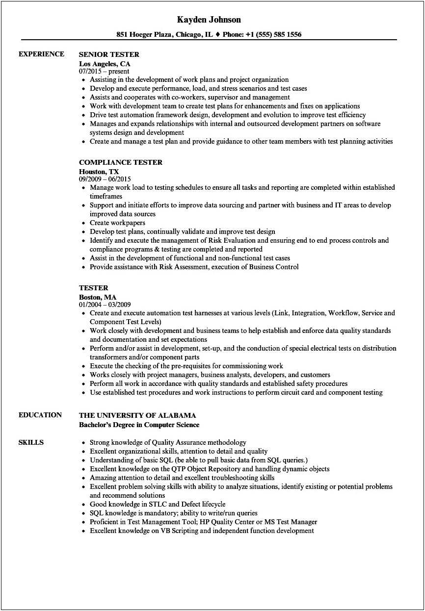 Qa Resume With 508 Compliance Experience