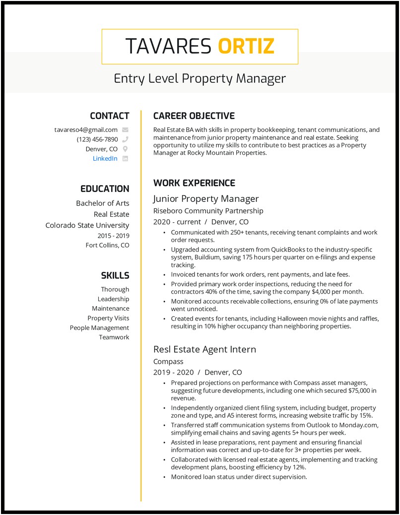 Real Estate Asset Management Obhective Resume