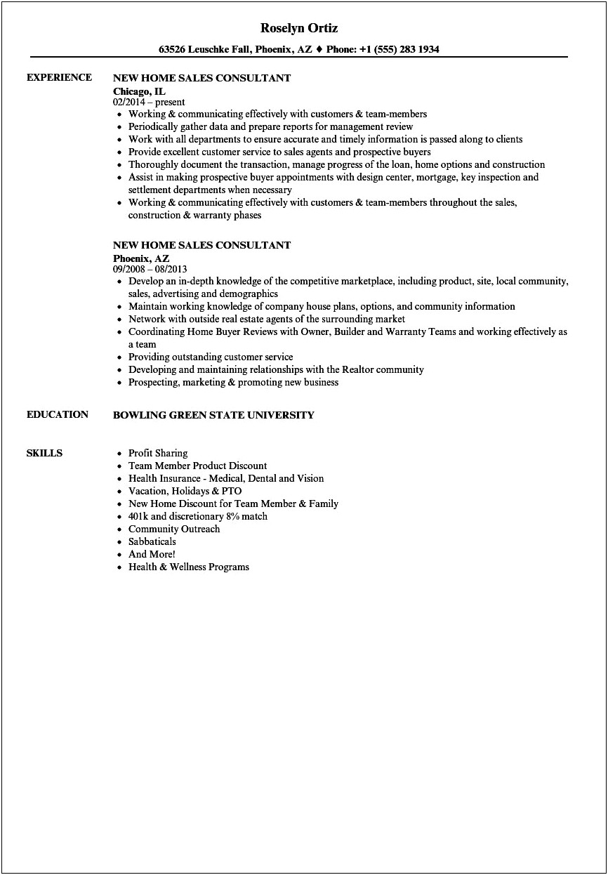 Real Estate Sales Summary For Resume