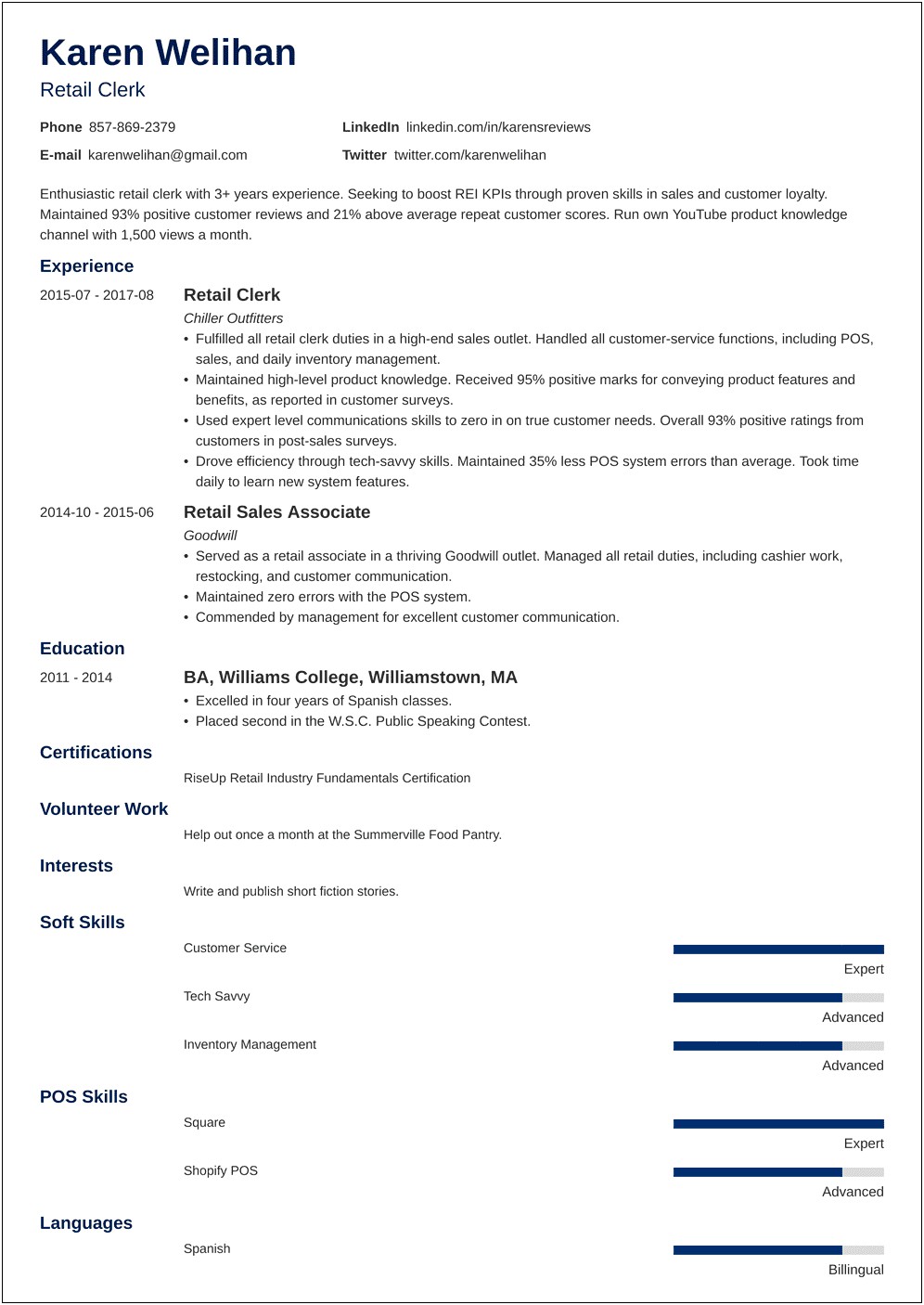 Real Skills To List For Retail Resume