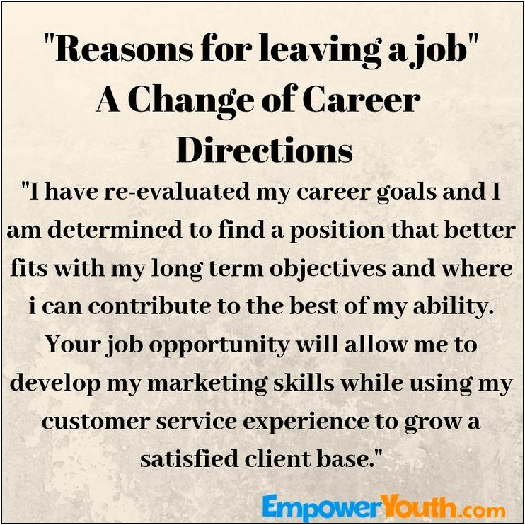 Reason For Leaving Last Job Resume