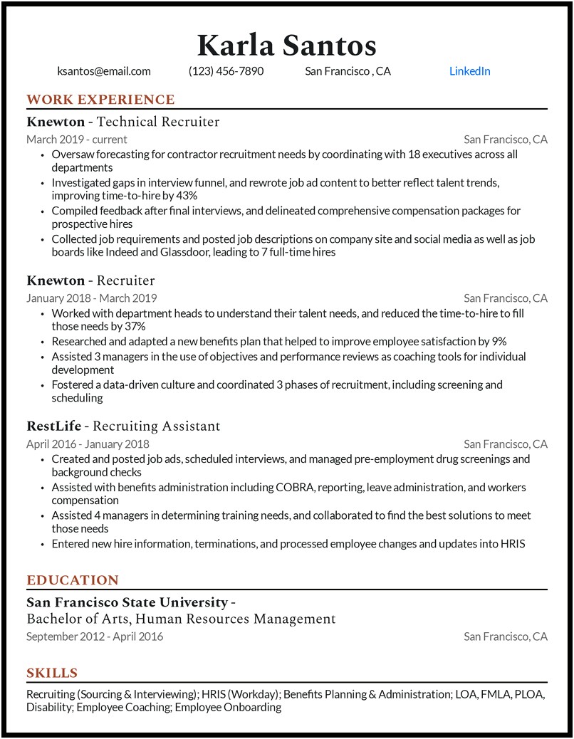 Recruiters Best Resumes For Experienced Applicants