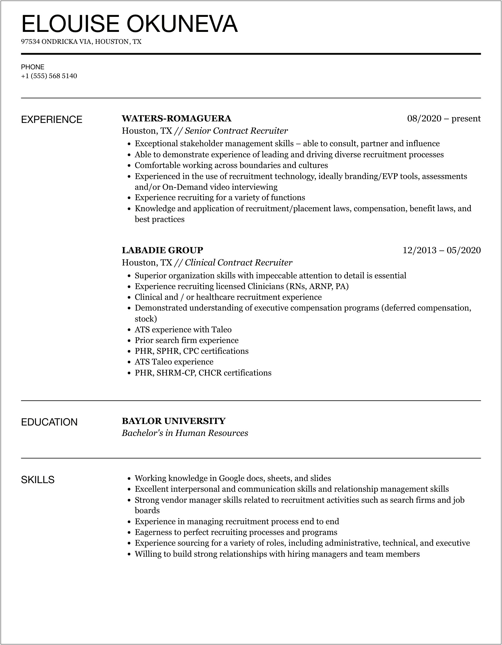 Recuriting Firm Or Work Firm On Resume