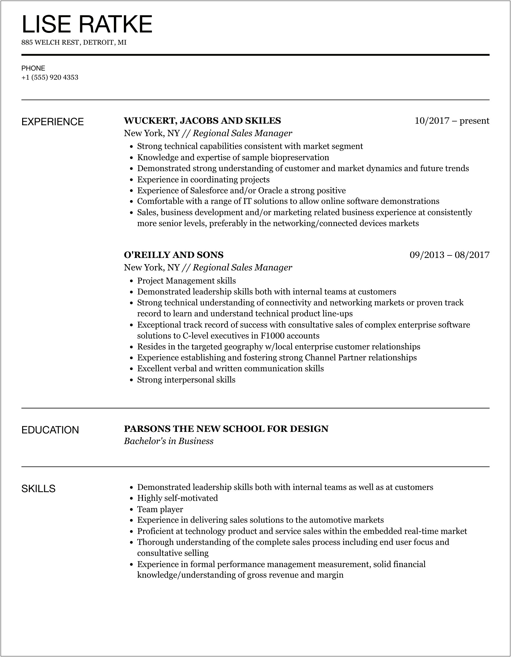 Regional Sales Manager Accomplishments In A Resume Objectives