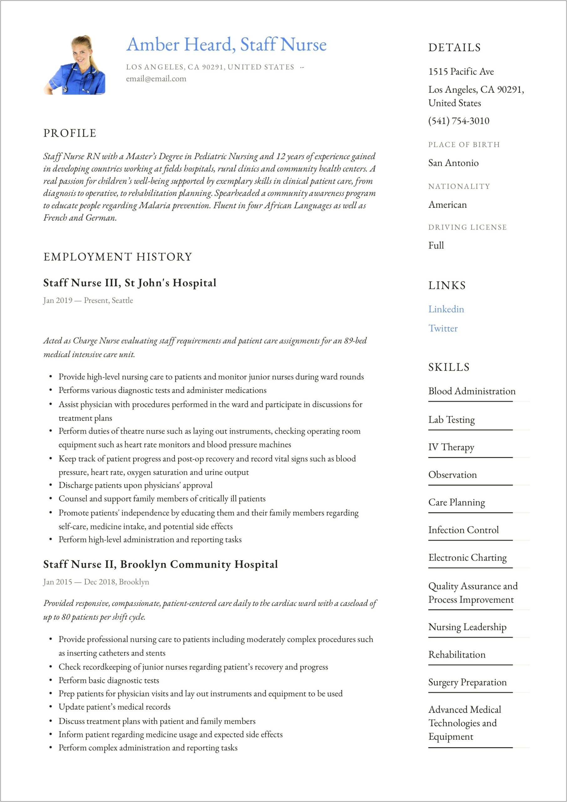 Registered Nurse Resume Sample Format Pdf