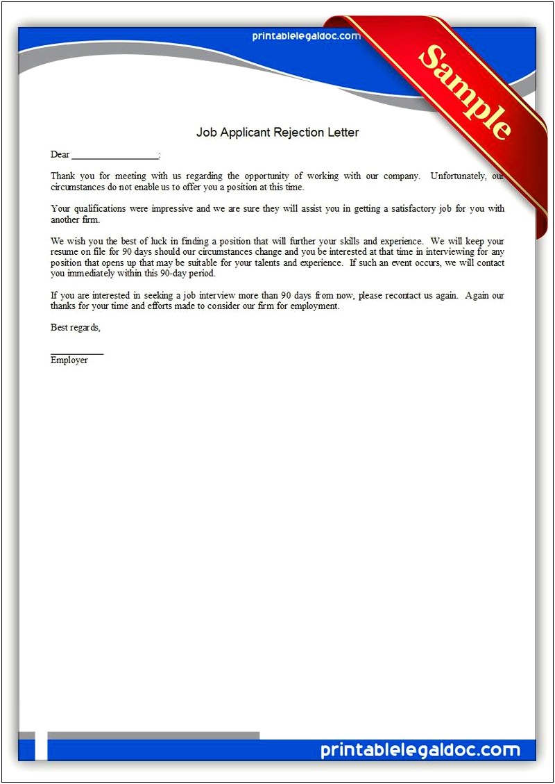 Rejection Letter Keep Resume On File