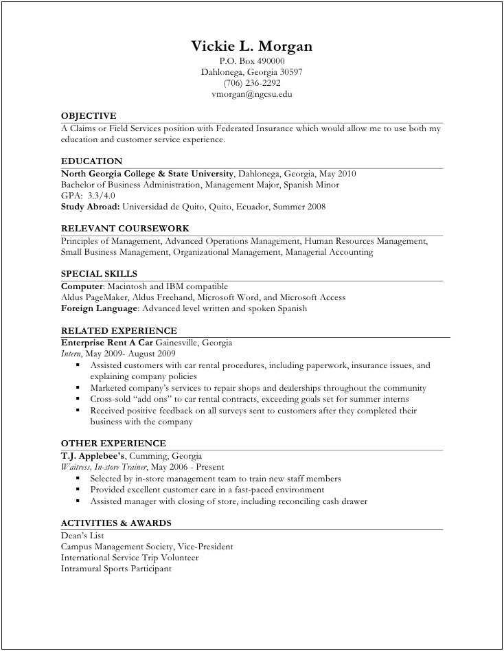 Relevant And Additional Experience On Resume