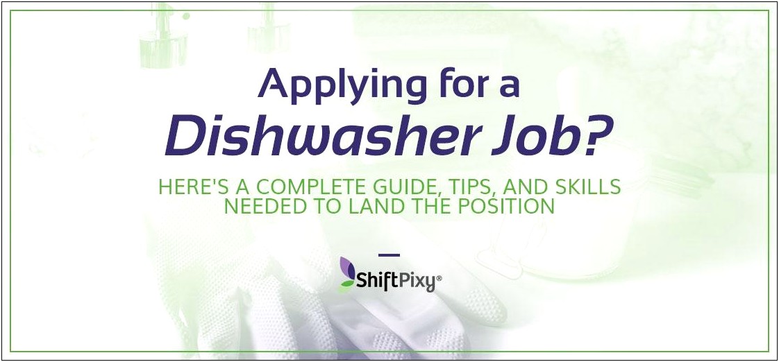 Restaurant Dishwasher Job Description For Resume