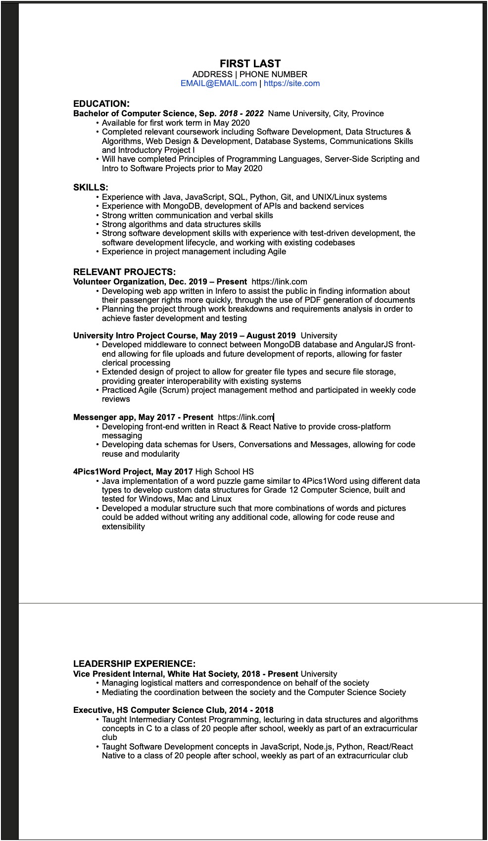 Resume Action Words For Computer Science