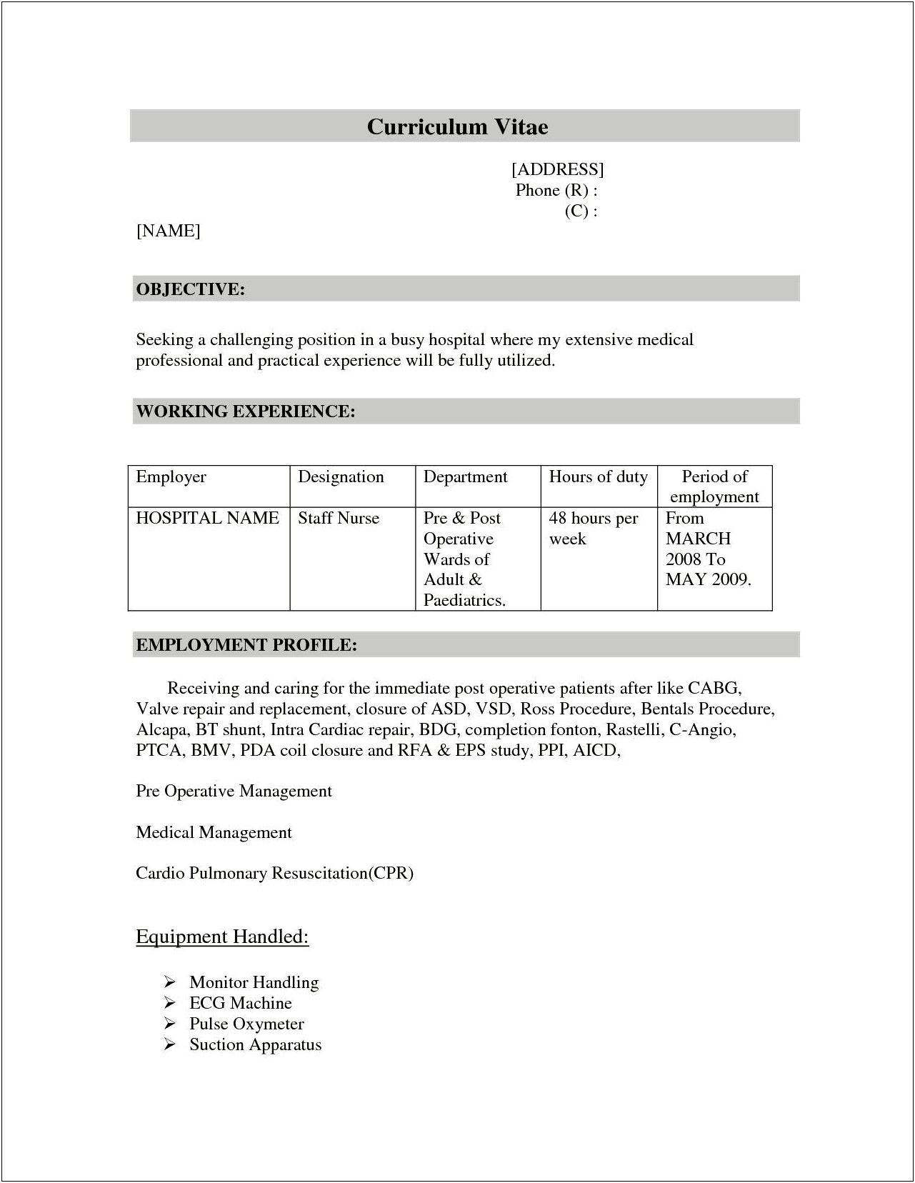 Resume After 1 Year Work Experience