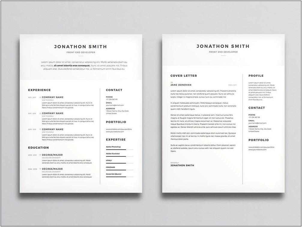 Resume And Cover Docx Template Minimal Modern Free