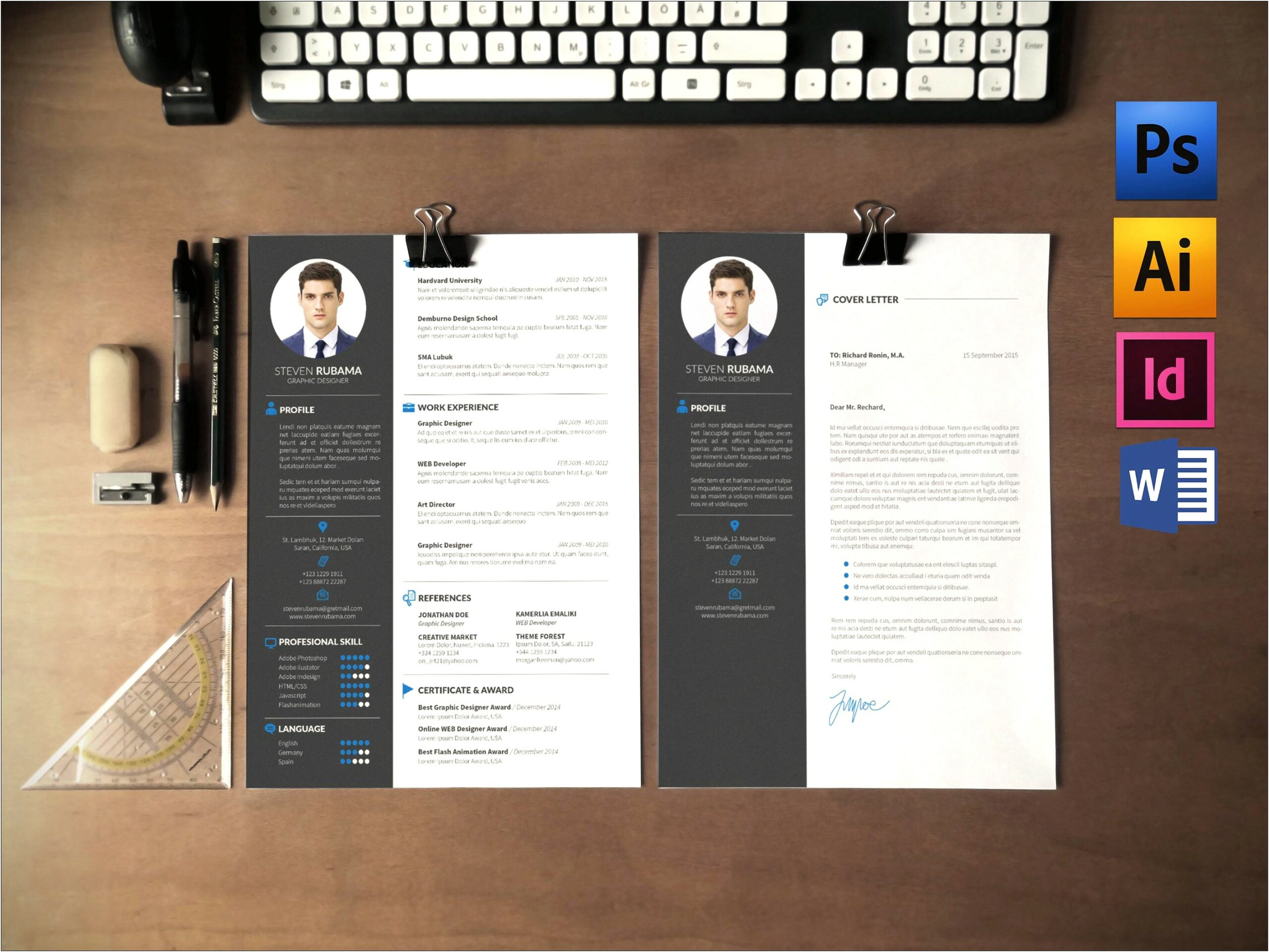 Resume And Cover Letter Template Indesign
