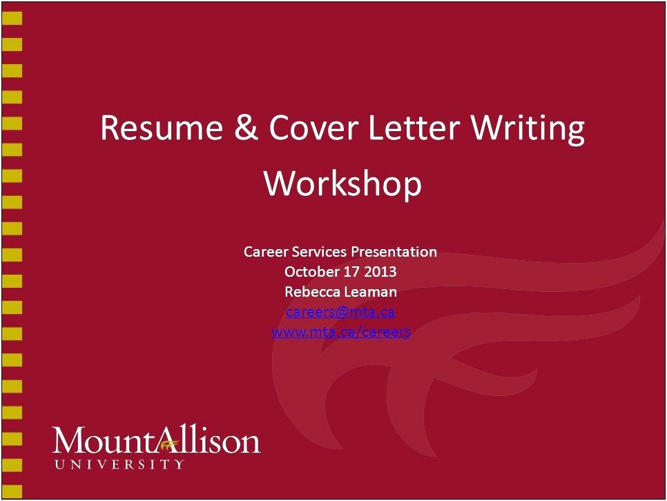 Resume And Cover Letter Writing Workshop