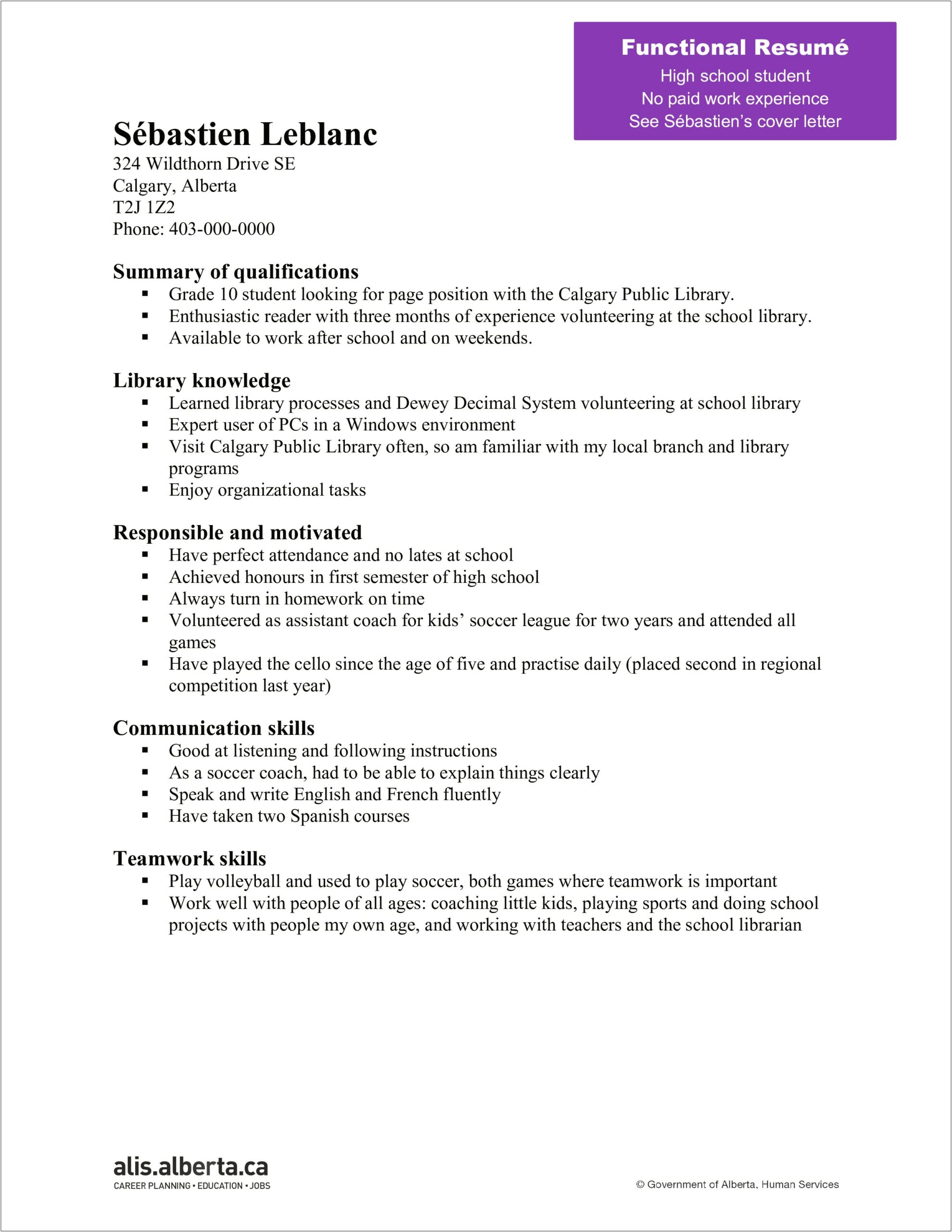 Resume Background Summary For High School Student