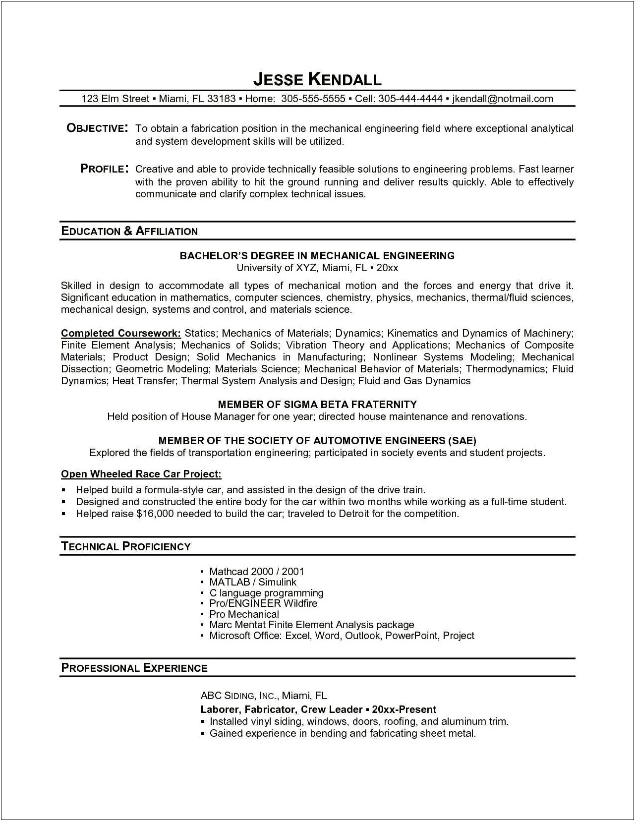Resume Completing Degree While Working Full Time
