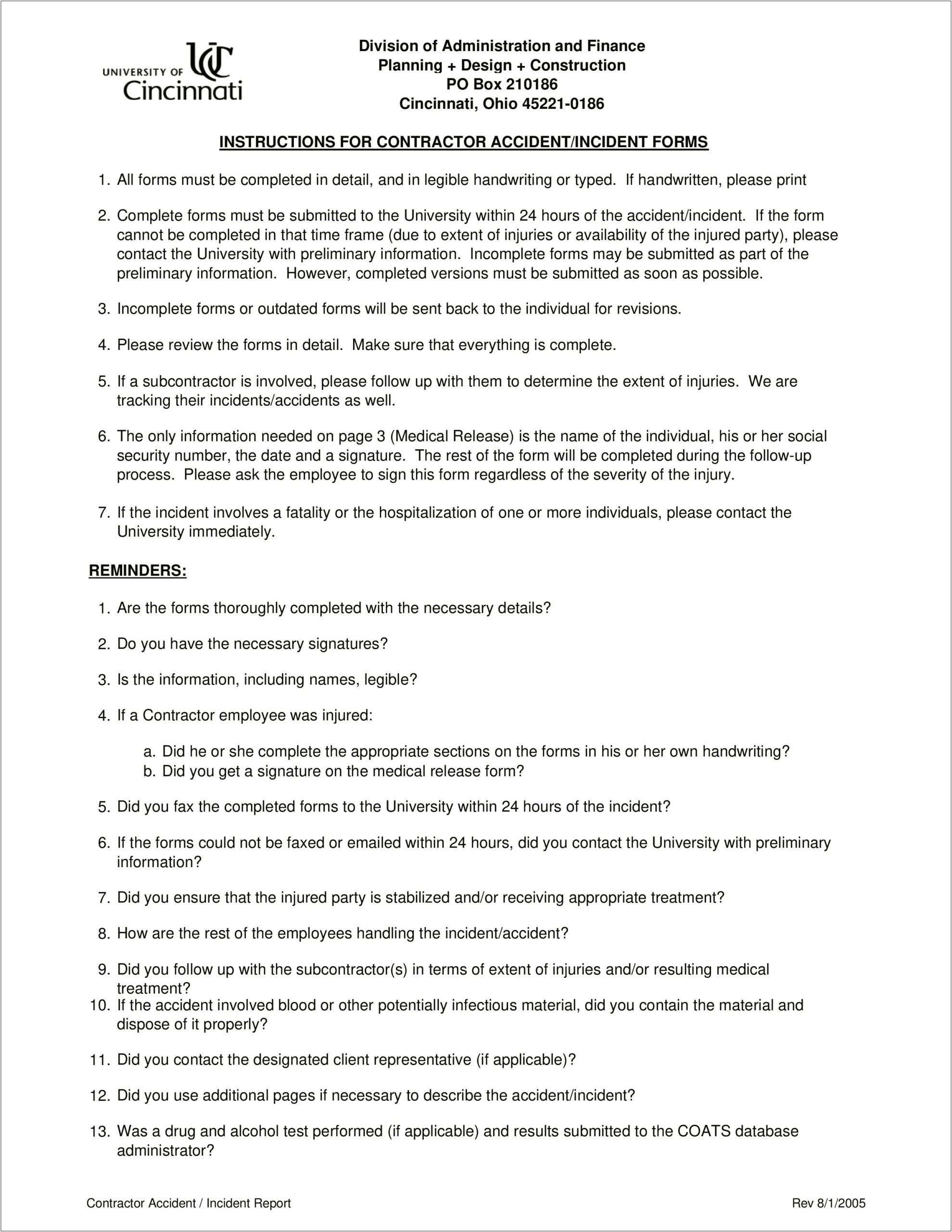 Resume Construction Site Incident Report Sample