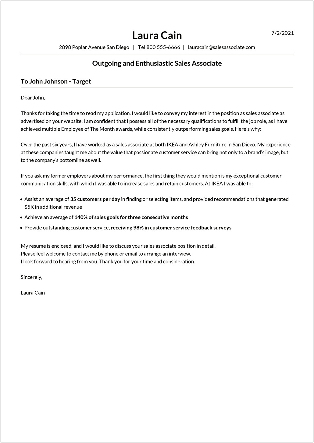 Resume Cover Letter Example In Word Format