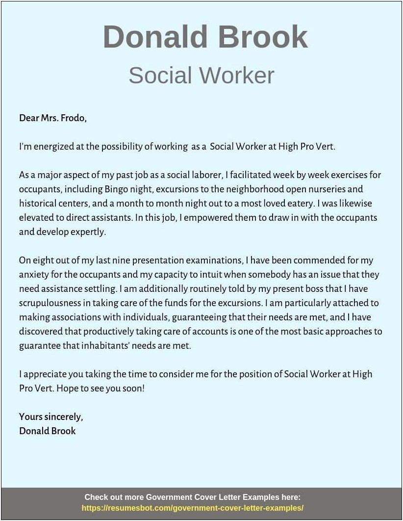 Resume Cover Letter Examples For Social Workers