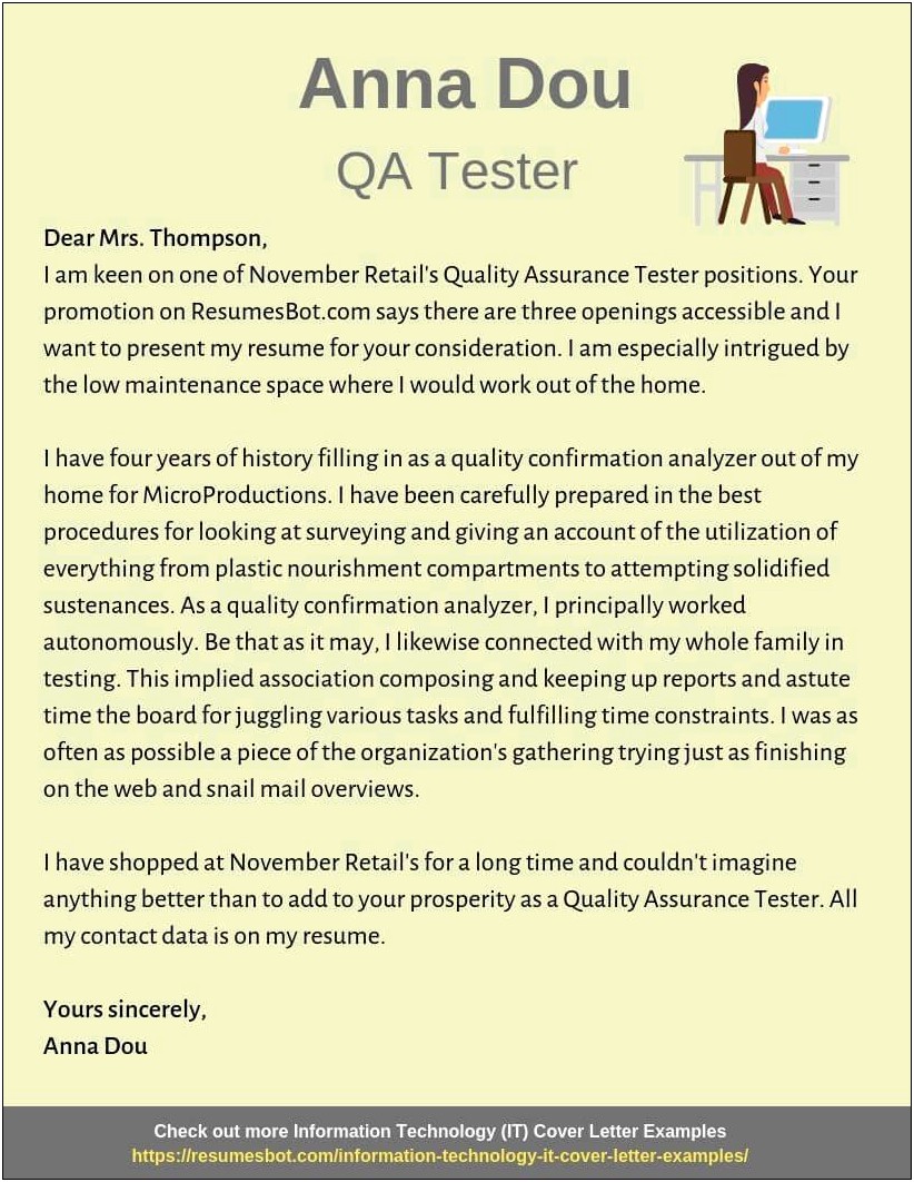 Resume Cover Letter Examples Information Technology