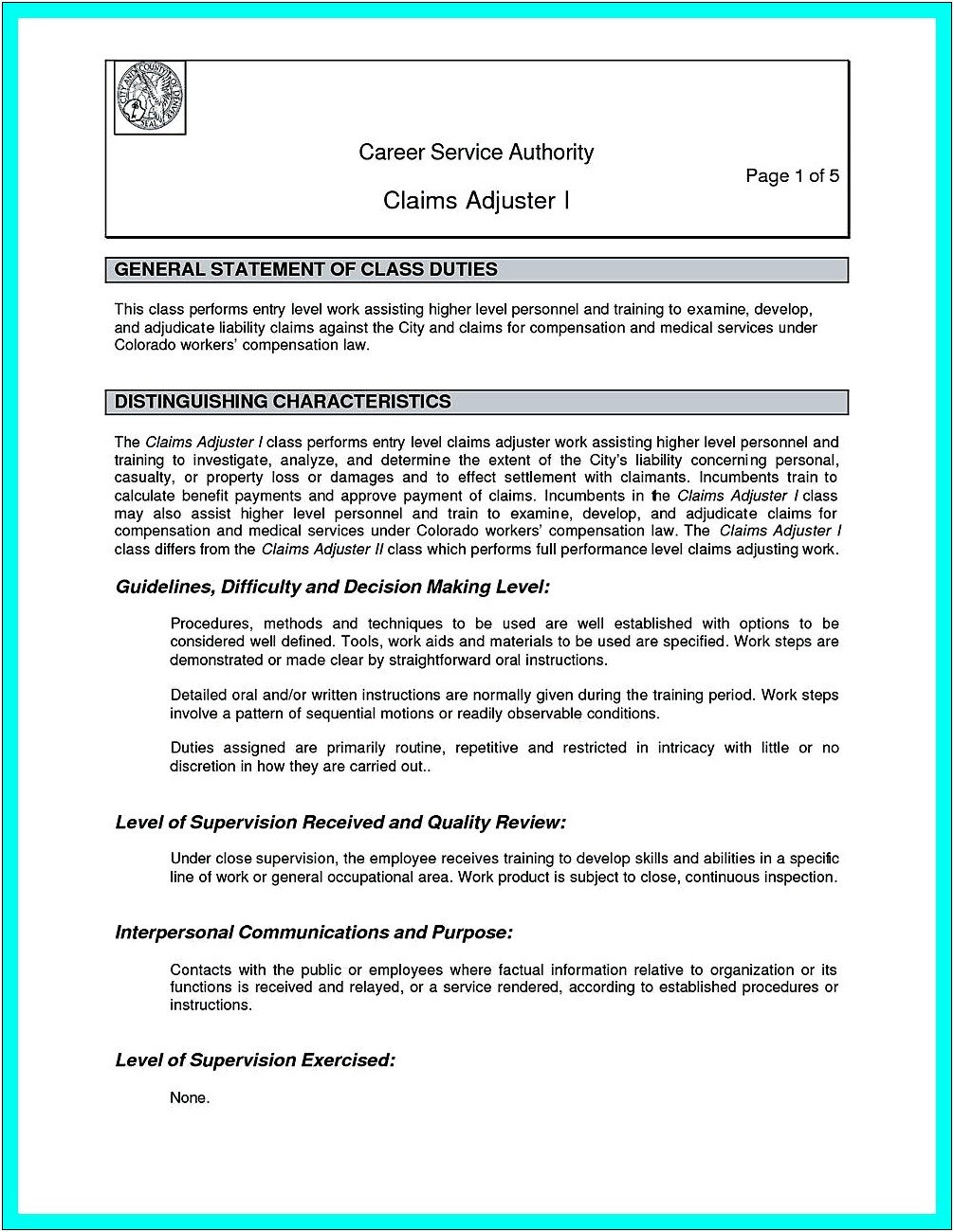 Resume Cover Letter For Claims Adjuster
