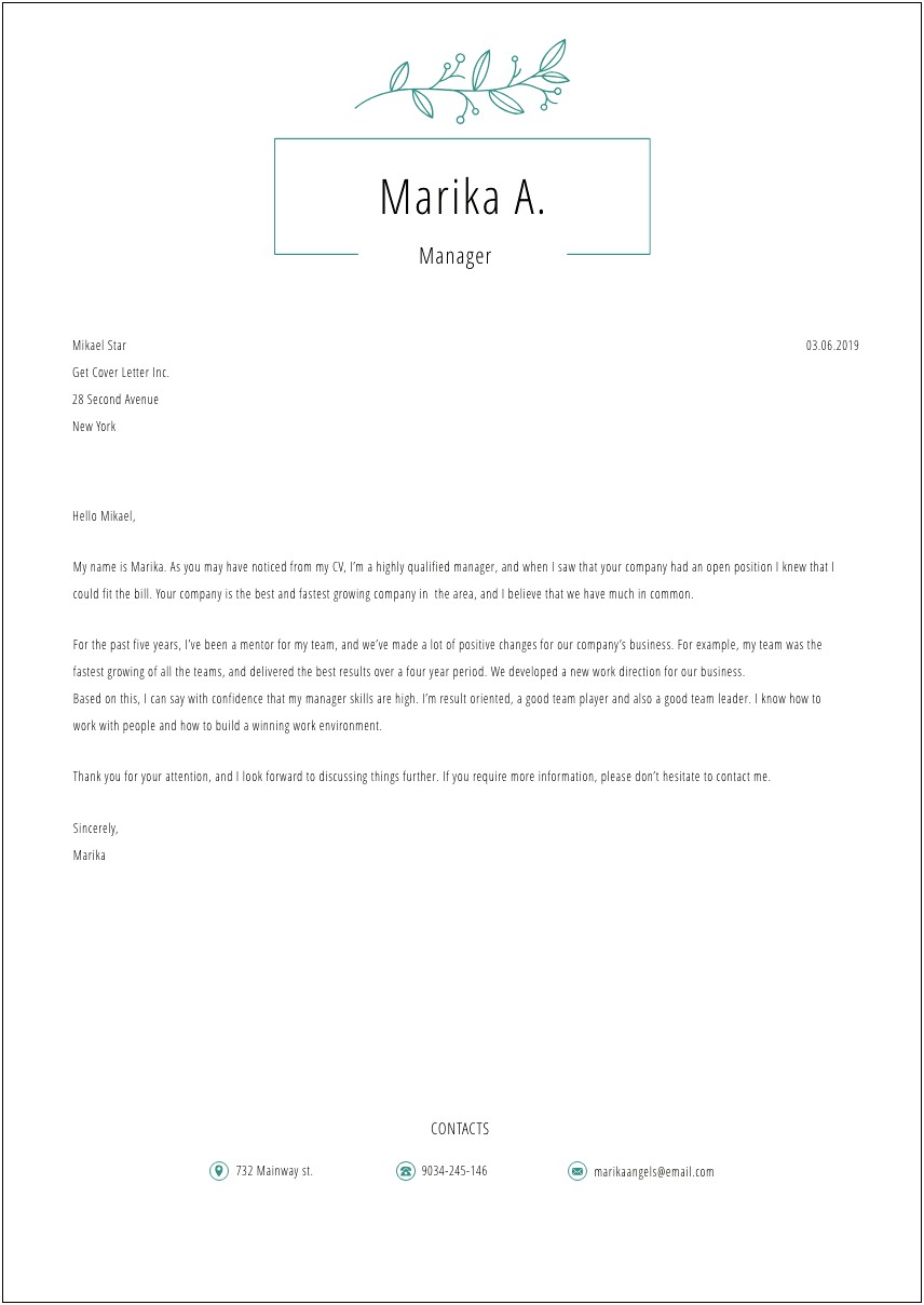 Resume Cover Letter For Publishing Company