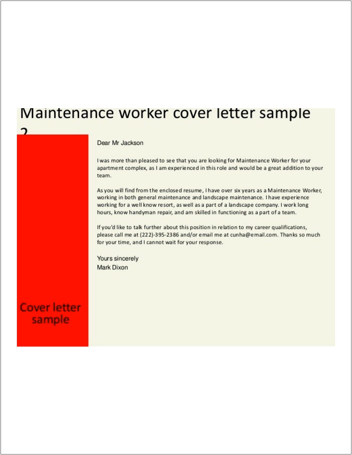 Resume Cover Letter Samples For Landscape Management Position