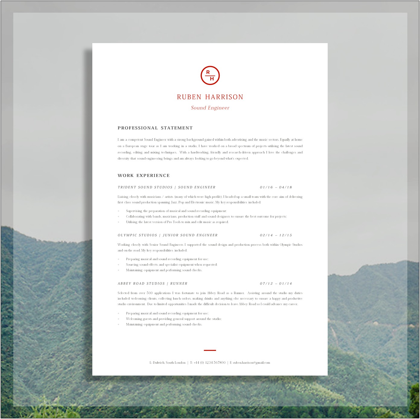 Resume Cover Letter Samples For Sound Recording Engineer