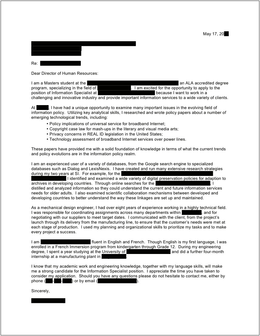 Resume Cover Letter Samples Government Jobs