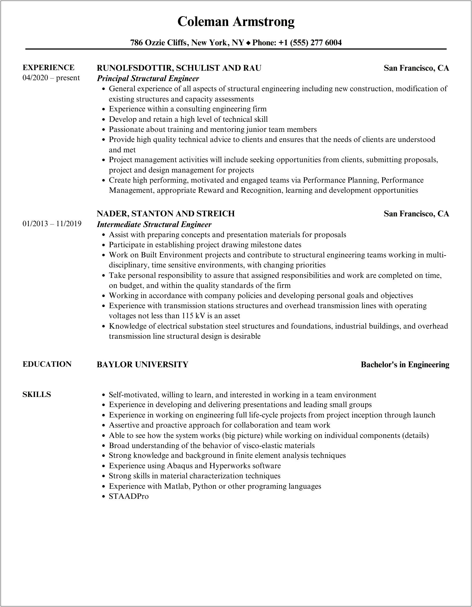 Resume Cover Letter Template Structural Forensic Engineer