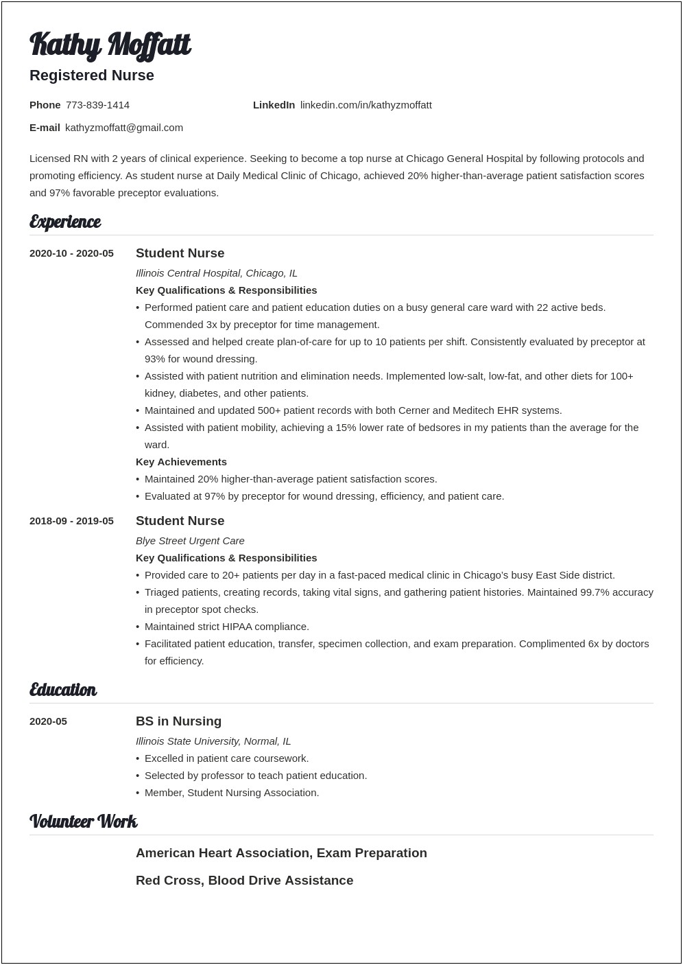 Resume Description For Med Surg Rn