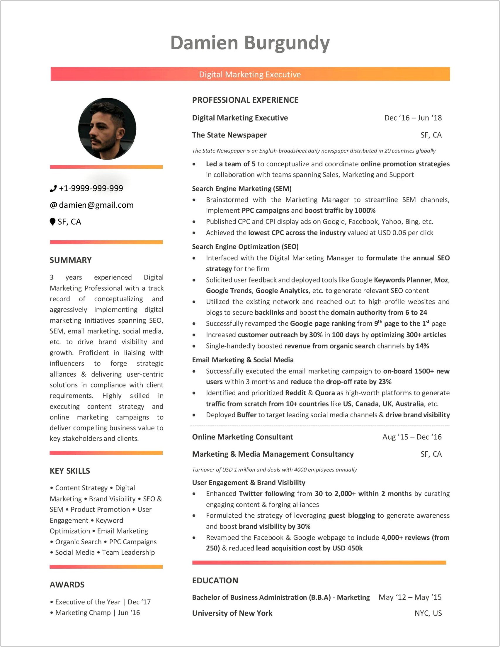 Resume Digital Marketing Specialist Job Description
