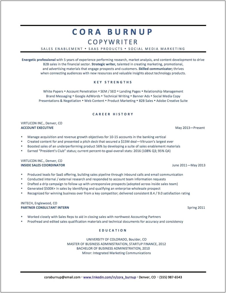 Resume Example Changed Roles At Company